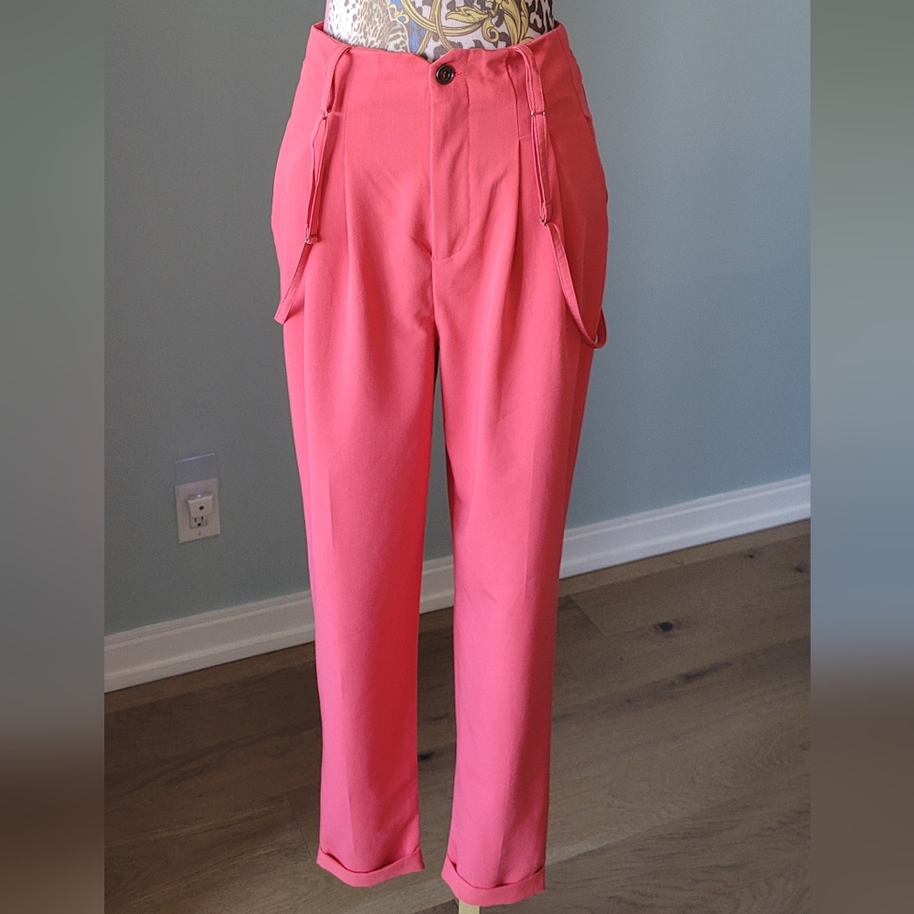 High waisted suspender trousers